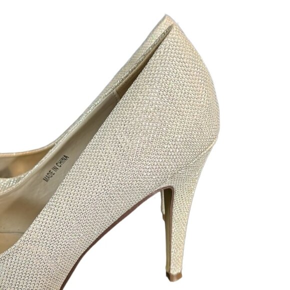 Paradox London PInk Champagne sparkly bridal peep toe heel shoe size 9.5 - Picture 5 of 13